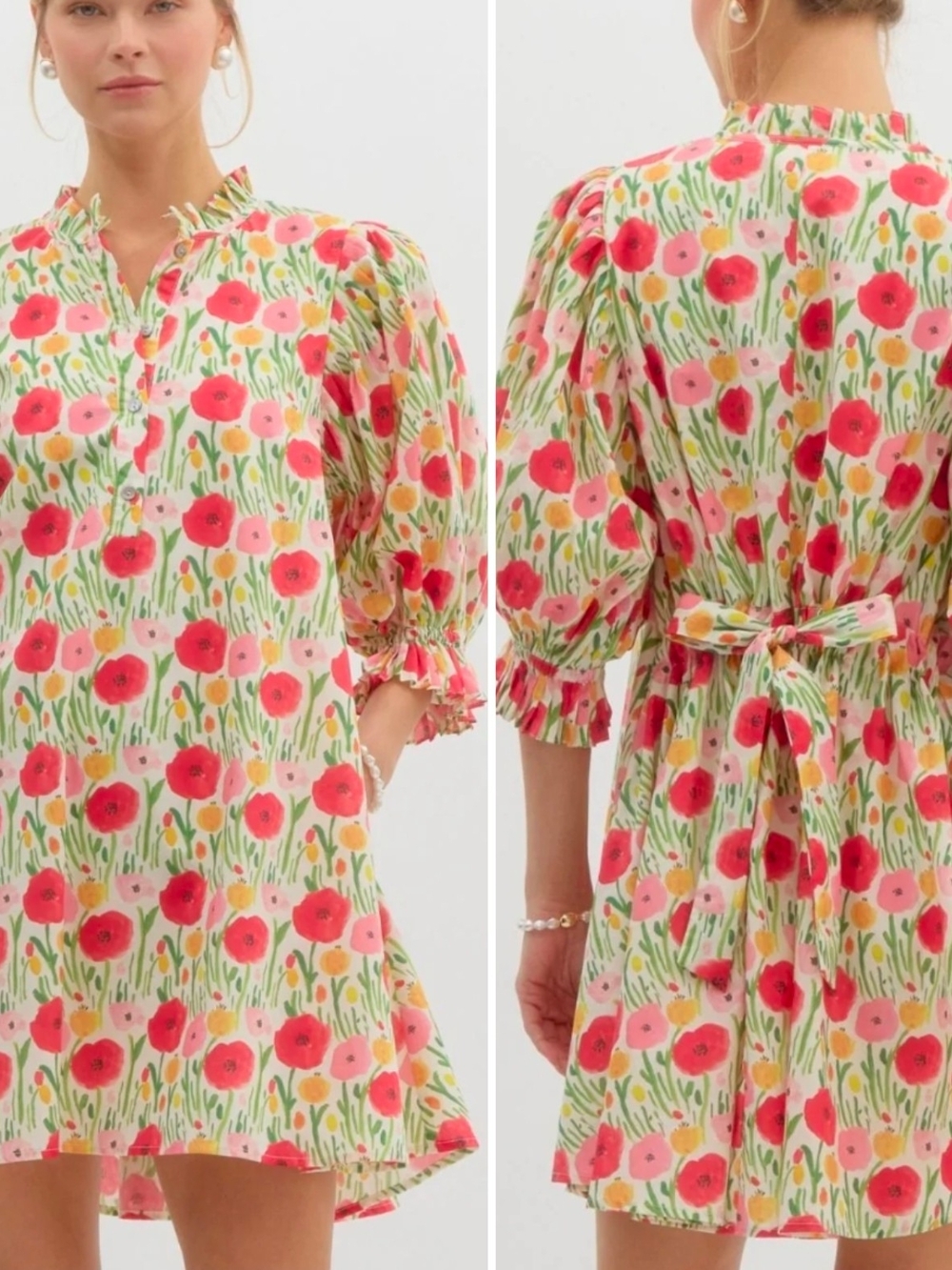 Entro Floral Cottagecore Femine Retro Cotton Popover Dress Coastal Plus Size XL